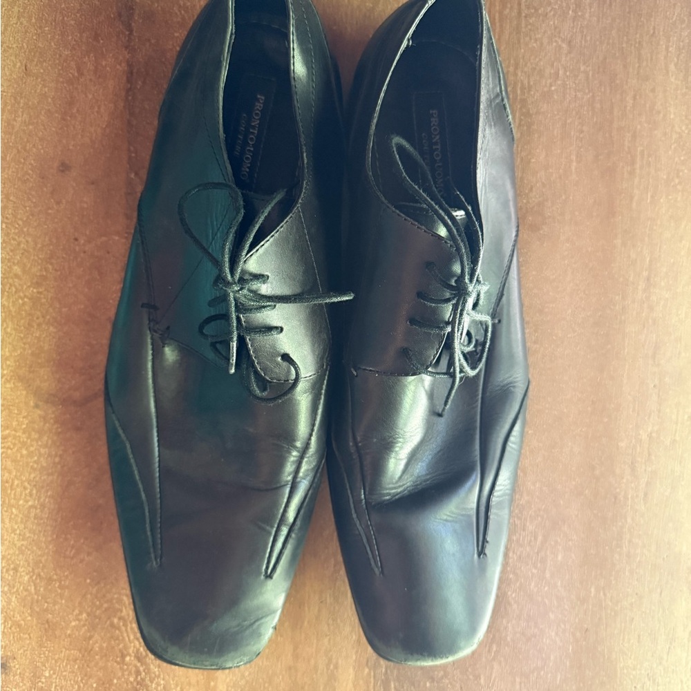 Pronto Uomo Couture Black Leather Oxfords Men’s Size 10